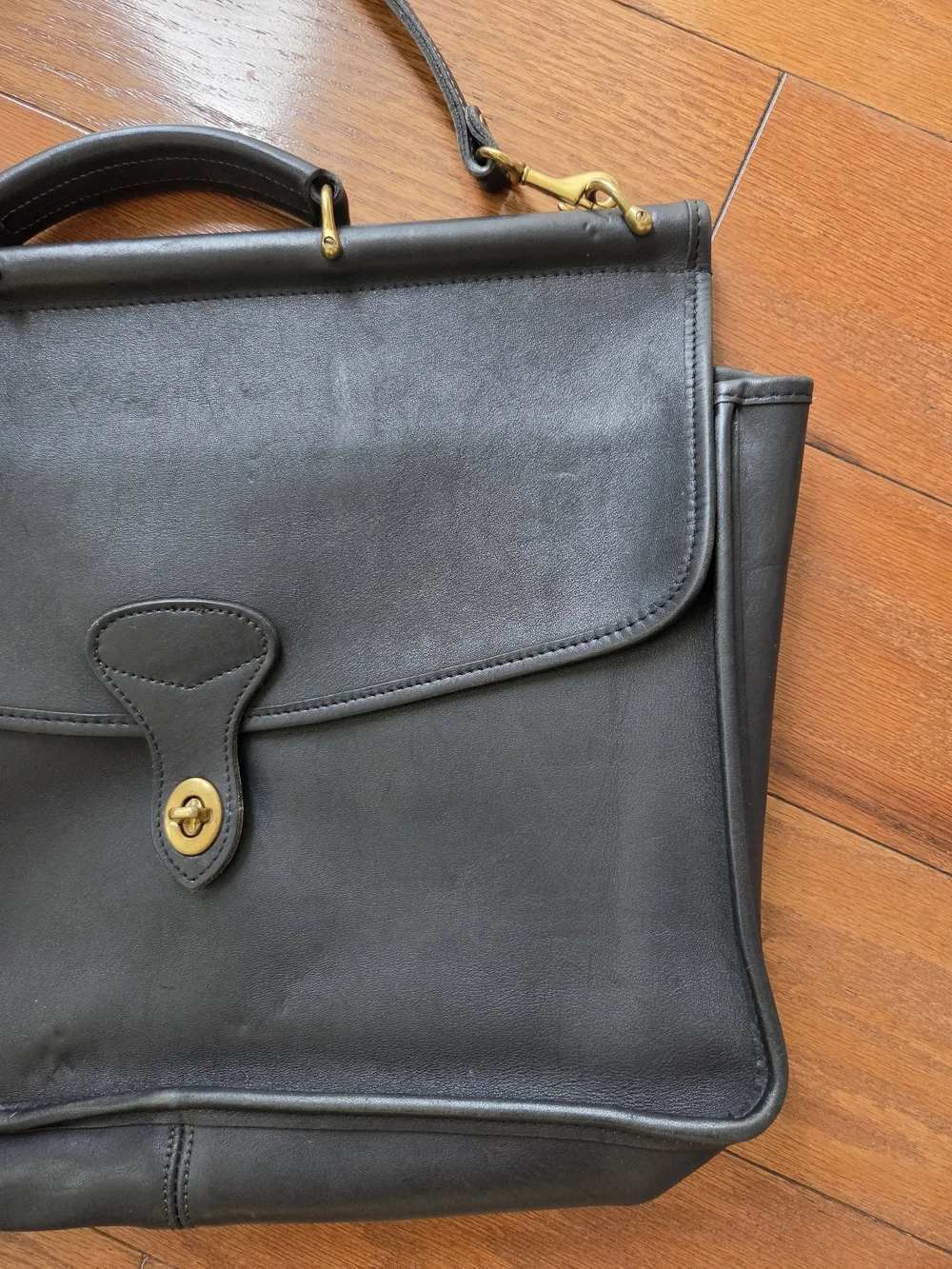 Vintage Jack Georges 1990's Black Leather Briefcase University Collection Laptop
